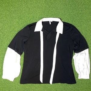 Elle Black and White Long Sleeve Shirt